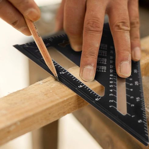 Beslands Aluminum 7-inch Rafter Square Carpenter Layout Tool Alloy Triangle Ruler Protractor ?Imperial?...