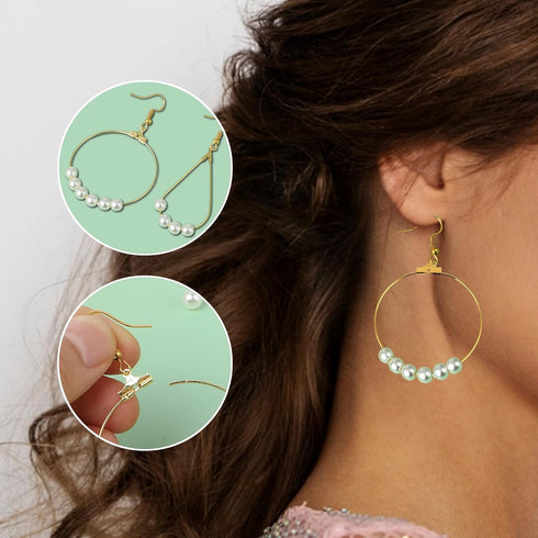 Earrings Beading Hoop Set Earring Making Kit Beading Hoop Earring Finding Hoop Open Beading Hoop Earrings Bulk with 148Pcs Earring Hooks Hoops Wir...