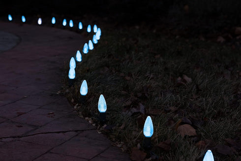 Set of 25 Teal C9 Christmas Lights | Faceted C9 LED Christmas Light Bulbs for Indoor & Outdoor Use | Durable C9 LED Lights | Replacement C9 Bulbs...