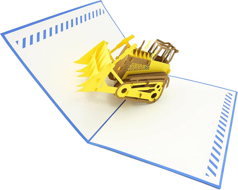 PopLife Bulldozer Fathers Day Pop Up Greeting Card for All Occasions - Father's Day, Happy Birthday, Graduation, Retirement - Machinery Buffs, Con...