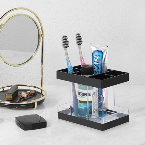 Toothbrush Holders for Bathrooms Countertop Organizer - Electric Toothbrush Holder Set, 5 Slots Toothbrush and Toothpaste Holder, Makeup Brush Sto...