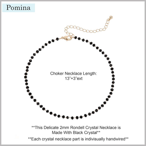 POMINA Dainty Black Rondelle Crystal Beaded Choker Necklace Delicate Multi Faceted Crystal Beads Choker for Women...