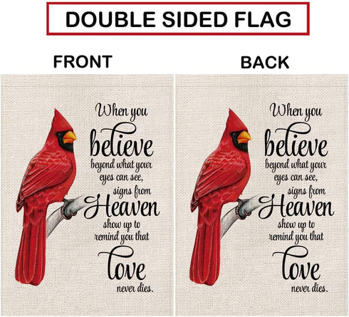 Cardinal Garden Flag Vertical Double Sided Farmhouse Burlap Yard Outdoor Decor 12.5x18 Inch-When you Believe Beyond What Your Eyes Can See Signs F...