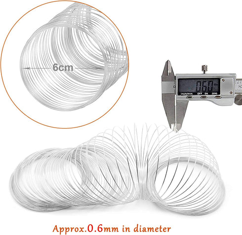 300Pcs Jewelry Beading Wire for Bracelet Making,3 Color Beading Wire Jewelry Craft Wire Bead Bracelet Wire Memory Wire Cuff for Jewelry Bangles Ma...