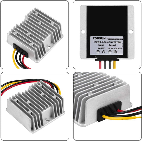 HOMELYLIFE Voltage Converter DC 8V-40V to 13.8V 10A 138W Automatic Buck Boost Step Down Up Reducer Waterproof Module Transformer for Golf Cart Clu...