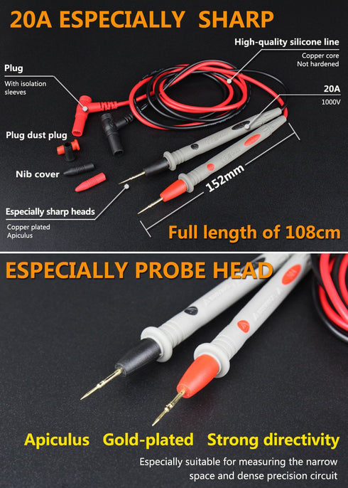 DARKBEAM Multimeter Test Meter Leads with Banana Plug Digital Clamp Tester Voltmeter Probe Test Probes Leads for Multimeter Electronic Test Leads ...