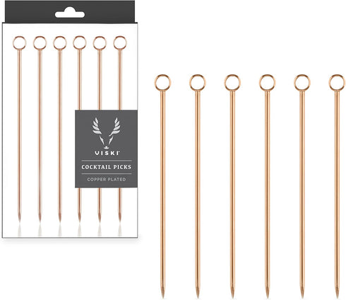 Viski Summit Cocktail Picks for Appetizers and Drinks, Stainless Steel Toothpicks for Olives, Cherries, Cheeses, Citrus Garnishes, Cocktail Party ...