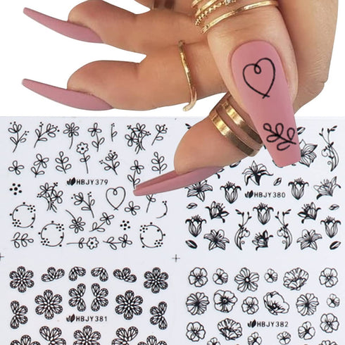 Flower Nail Art Sticker Black Lace Nail Stickers Decals Nail Art Supplies for Acrylic Nail 3D Self Adhesive Sexy Black Lace Flower Nail Design DIY...