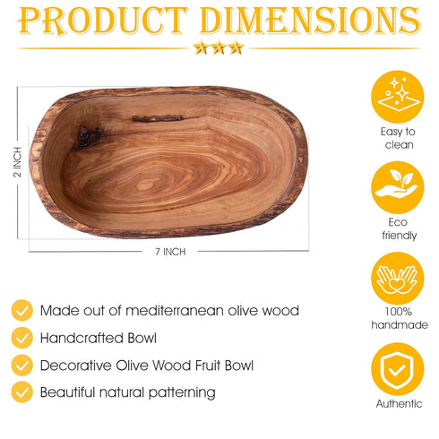 OLIVANERA Olive Wood Rustic Dipping Bowl 6,5 * 3.5 * 3.5 Inch Decorative Wooden Bowl, Small Wooden bowl, Handcrafted Mixing Bowls For Serving Nuts...