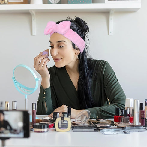 Shindel 6PCS Makeup Headbands for Women, Spa Headband Bow Tie Hair Band Fluffy Head Wraps for Washing Face Skincare Shower Sports Yoga?White and P...