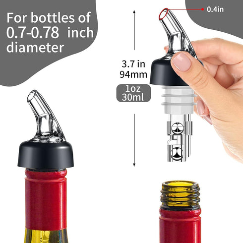 Liquor Bottle Pourers Pack of 20 Clear Pourer Spouts 1oz Measured Measuring Liquor Pourers Shot Spirit Dispenser Bartender Automatic Wine Pourer f...