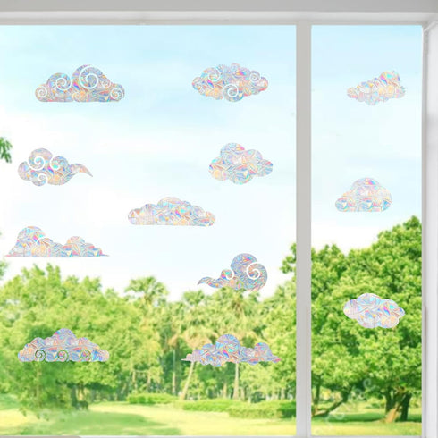 STICKERGURU,16 Pieces Cloud Window Clings - Anti-Collision Window Decals to Save Birds from Window Collisions,Non Adhesive Prismatic Vinyl Window ...