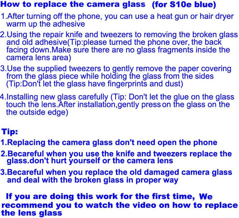 2pcs OEM Back Rear Blue Camera Glass Lens Replacement for Samsung Galaxy S10e (All Carriers) with Adhesive Preinstalled with Tools Kit (2pcs Blue)...