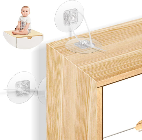50PCS No Drill Adhesive Furniture Anchors, Round Anti Tip Furniture Anchors for Baby Proofing,Furniture Wall Anchor Earthquake Straps for Furnitur...