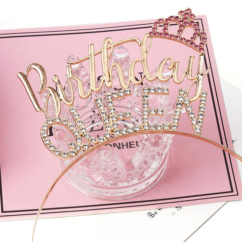 AOPRIE Birthday Crown Gold Birthday Queen Headband for Girl Birthday Tiara for Women Princess Crown Rhinestone Happy Birthday Hair Accessories...
