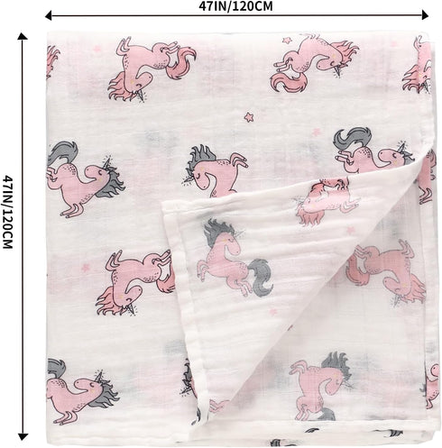 Miracle Baby 2 Pack Muslin Swaddle Blanket for Girl Boy, 47"x47" 100% Cotton Muslin Extra-Large Swaddle Blankets, Breathable Muslin Swaddling Wrap...