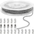 Jishi 33ft Stainless Steel Ball Chain 2mm Bead Dog Tag Chain Beaded Necklace Chains for Jewelry Making Bracelet Military Crafts, Silver Metal Pull...