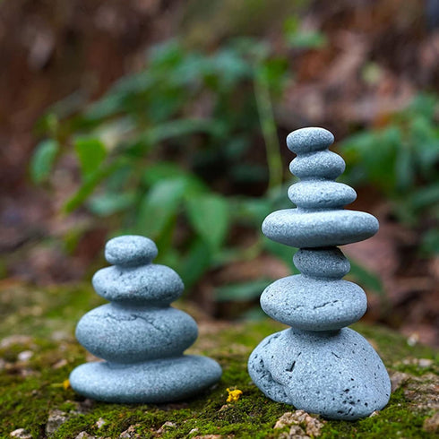 OwMell Balanced Stones Cairn Statue Garden Decor, Stacked Zen Rock Stone Decor, Small Fish Tank Decoration, Micro Landscape Decor 3.7"...