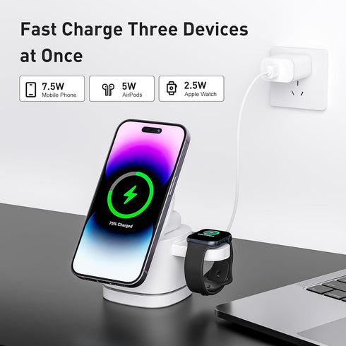 3 in 1 Wireless Charger for iPhone, Travel Wrieless Charging Station, Foldable Cube Charger Stand for Multple Devices for iPhone 15/14/13/12 Serie...