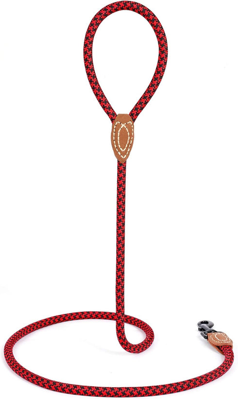 Mile High Life | Mountain Climbing Dog Rope Leash with Heavy Duty Metal Sturdy Clasp | Genuine Leather Tailored Connection with Strong Stitches (R...