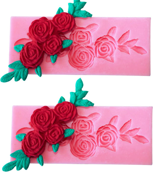 2 Pieces Four Roses Candy Silicone Mold Fondant Chocolate Candy Molds Sugar Craft DIY Cake Molds for Cake Topper Decor Desserts Ice Cube Candy Pud...