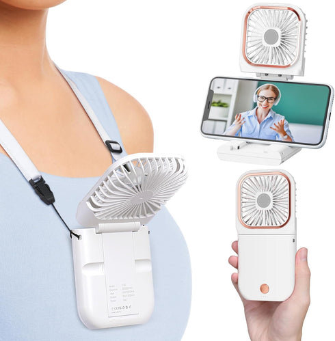 F-color Portable Hand Held Fan - Personal Fan with Phone Holder Power Bank USB Rechargeable Handheld Mini Fan 3 Speed Adjustable Small Pocket Fan ...