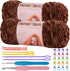 Chenille Yarn, 2 * 100g/7.05oz Baby Velvet Yarn, Blanket Yarn for Crochet Weaving Craft Yarn with 2 crochet hooks and Plastic Big Eye Needle (Cara...