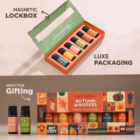 Folkulture Fall Essential Oils for Diffuser Oil, Essential Oils Set of 6 Fragrance Oil, Diffuser Oils Scents for Home, Oil Diffuser Essential Oils...