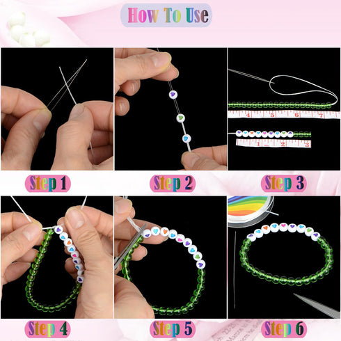 LPBeads 12 Rolls 0.8mm Elastic Stretchy String Cord for Bracelet Jewelry Making with Beading Needles and Ruler...