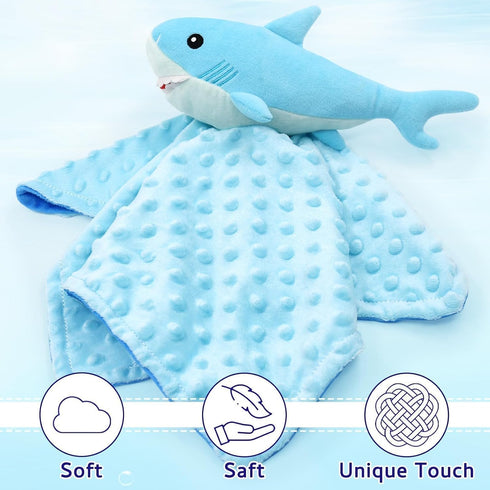 Baby Shark Blanket Security Soft Lovey Plush Sleeping Snuggle Gifts Boy Blue Minky Dot Stuffed Ocean Animal Newborn Nursery Kids Toddler First Bir...