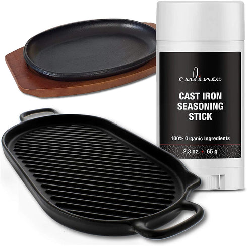 Culina Cast Iron Seasoning Stick | 100% Organic Ingredients | Best for Non-stick Cooking & Restoring | for Cast Iron Cookware, Skillets, Pans & Gr...