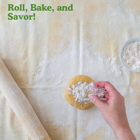 Regency Wraps Natural Pastry Cloth 20"x24" with 15”Rolling Pin Cover, 100% Cotton for Non-stick Dough Rolling, Achieve Perfect Dough for Baked Goo...