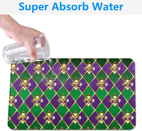 Mardi Gras Bath Rugs Machine Washable Bathroom Decor Non-Slip Doormat Water Absorbent Welcome Mat for Kitchen Bedroom Floors 16" X 24"...