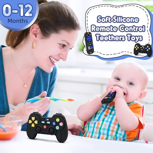 Teething Relief Teethers Toys for Babies 3 6 12 Months Gifts, Silicone Teether Remote Control & Game Controller Sensory Bath Toys for 3 6 9 12 18 ...