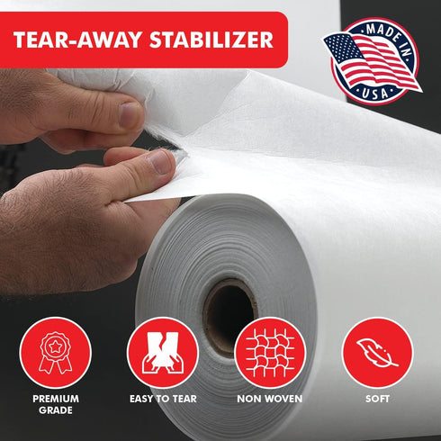 Superpunch Soft Tear Away 1.8 oz Stabilizer, Medium Weight Tearaway Stabilizer for Embroidery – 12 inch x 10 Yard Roll, Superstable Machine Stabil...