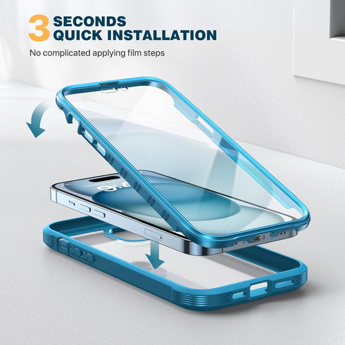 Diaclara Designed for iPhone 15 Case, Full Body Rugged Case with Built-in Touch Sensitive Anti-Scratch Screen Protector, with Camera Lens Protecto...