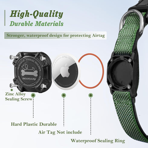 Airtag Dog Collar, 100% Waterproof Padded Apple Air Tag Dog Collar with Airtag Holder Case, Reflective Adjustable Nylon Pet Collar for Small Mediu...