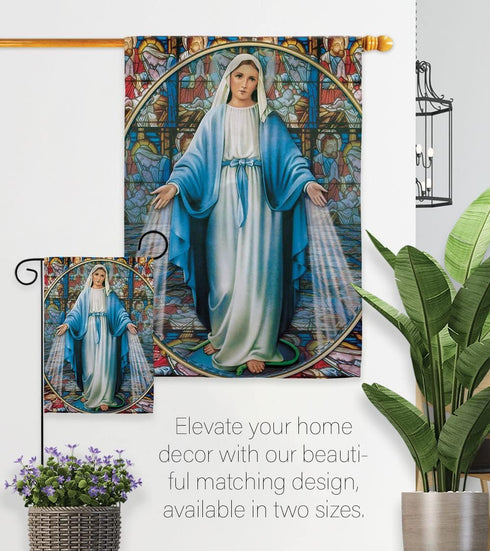 Our Lady of Grace Home Banner Wall Art Patio Lawn Porch Room Small Flag Outdoor Tapestry Yard Sign Catholic Gift Jesus Easter Religious Christian ...