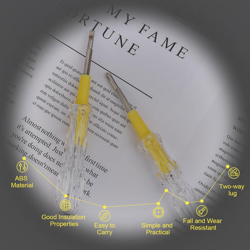 Fielect Voltage Tester Screwdriver, Contact Voltage Tester Pen Light Circuit Tester Voltage Detecter Pen Electric Test Pen Screwdriver 3.5mm Dual ...