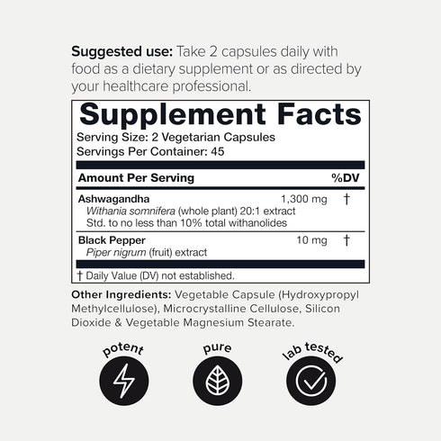 Ashwagandha - Ultra High Potency 20:1 Extract with 10% Withanolides - Wild Harvested in India - Highly Concentrated - Third-Party Lab Tested - 90 ...