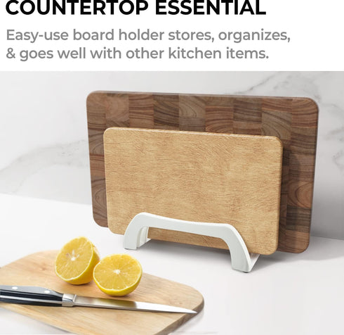 carrotez Plastic Cutting Board Holder, 3-Compartment Storage Organizer, 0.6 Inch Slots, White...