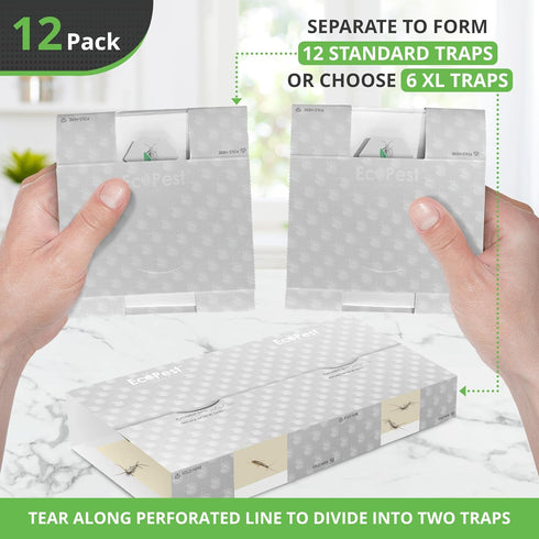 Silverfish Trap — 12 Pack | Sticky Indoor Glue Trap for Silverfish, Firebrat, and Other Bugs and Crawling Insects | Adhesive Silverfish Killer Pak...