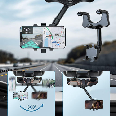 Omaky 360°Rotatable and Retractable Car Phone Holder Car Rearview Mirror Bracket,Multifunctional Adjustable Universal Phones Holder,Universal Phon...