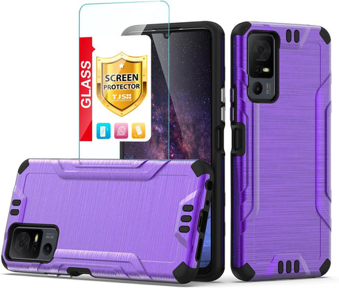 TJS Compatible for TCL 40 XL Case TCL 40 T T608DL Case, Lively Jitterbug Smart4 Case, with Tempered Glass Screen Protector Magnetic Support Hybrid...