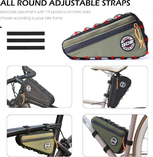 Bike Frame Bag, Waterproof Bike Triangle Storage Bag, Bicycle Under Top Tube Pouch, Cycling Pack for MTB Road Bicycle Accessories (Green)...