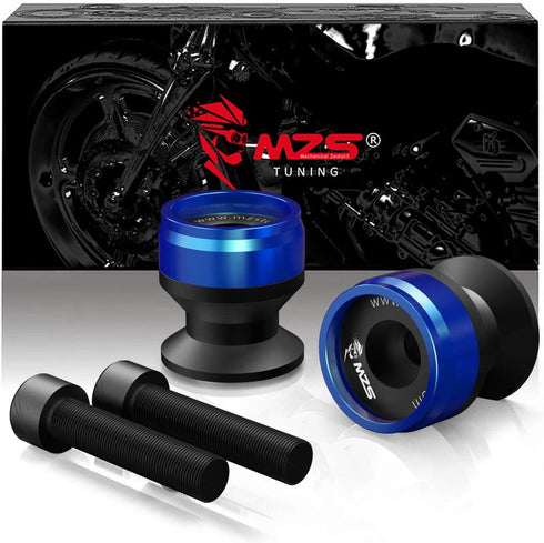 MZS 10MM Swingarm Spools - Universal M10 x 1.25 and M10 X1.5 Motorcycle Sliders Stand CNC Blue Compatible with EX250 EX300 EX650 Z1000SX Z750 Z100...