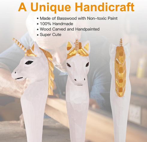 Unicorn Pen, 100% Handmade Wood Carved Animal Gel Pen, Unicorn Gift Ideas for Kids Girls Boys Women & Men, Cute Pens School Writing Office Supplie...