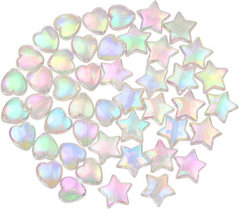 Tupalizy 100PCS Mini Acrylic Beads 9mm Heart Charms and 11mm Star Beads for Jewelry Making Bracelets Necklaces Earrings Key Chains Accessories DIY...
