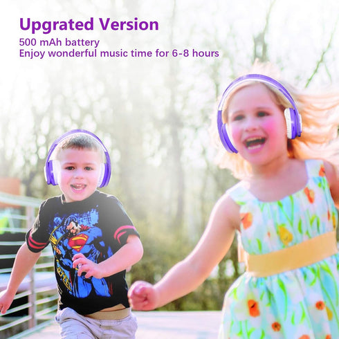 Kids Wireless Bluetooth Headphones Volume Limited 85db/110db Stereo Sound Over-Ear Foldable Children Headphones with Mic SD Card Slot up to 16 Hou...