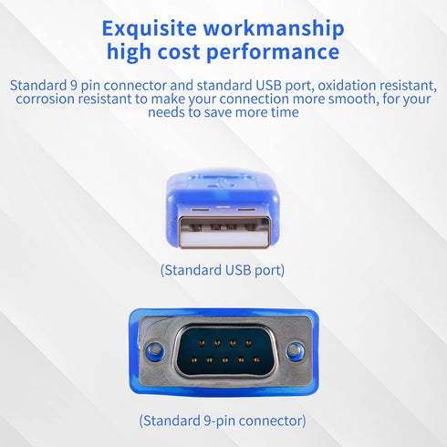 USB 2.0 to Serial 9-Pin RS232 Serial Adapter, DB-9 USB to Serial RS232 Converter Cable, USB 9-Pin Serial Cable, Serial to USB Adapter Support Wind...